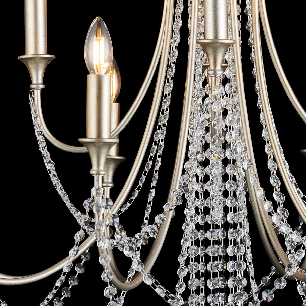 Celine 80cm 12 Light Crystal Chandelier - Aged Silver