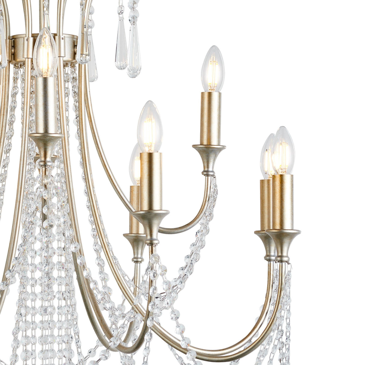 Celine 80cm 12 Light Crystal Chandelier - Aged Silver