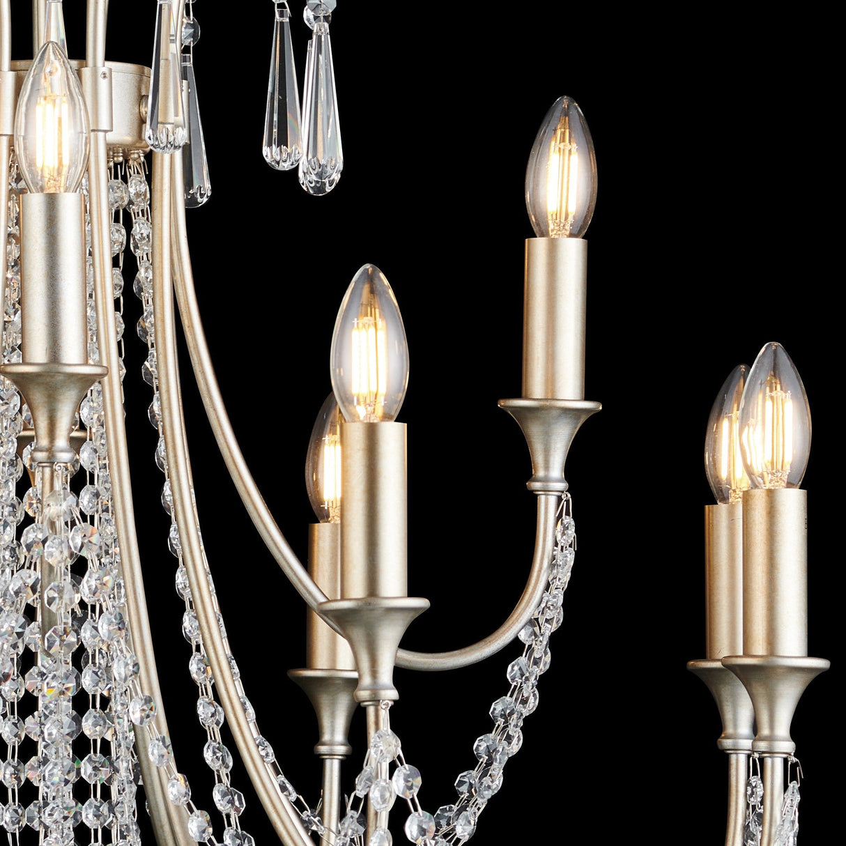 Celine 80cm 12 Light Crystal Chandelier - Aged Silver