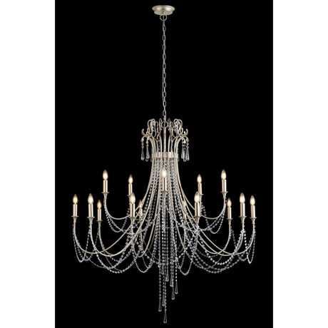 Celine 122cm 15 Light Crystal Chandelier - Aged Silver