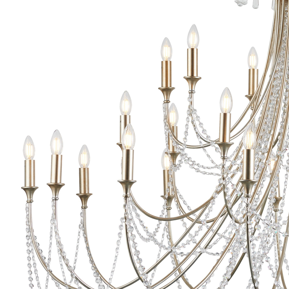 Celine 158cm 28 Light Crystal Chandelier - Aged Silver