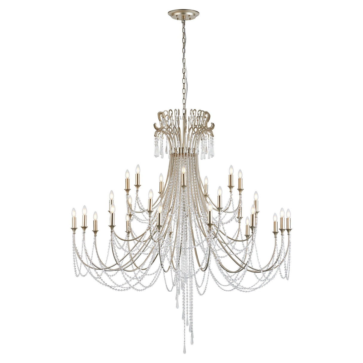Celine 158cm 28 Light Crystal Chandelier - Aged Silver