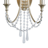 Celine 2 Light Crystal Wall Light - Aged Silver