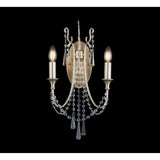 Celine 2 Light Crystal Wall Light - Aged Silver