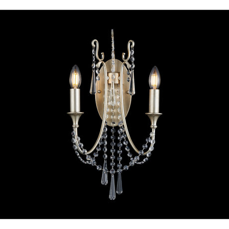 Celine 2 Light Crystal Wall Light - Aged Silver