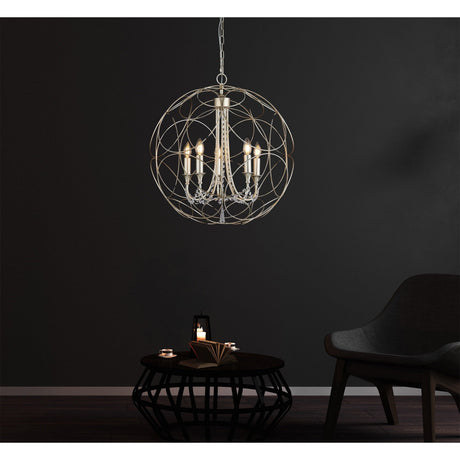Celine 61cm Sphere 5 Light Crystal Chandelier - Aged Silver