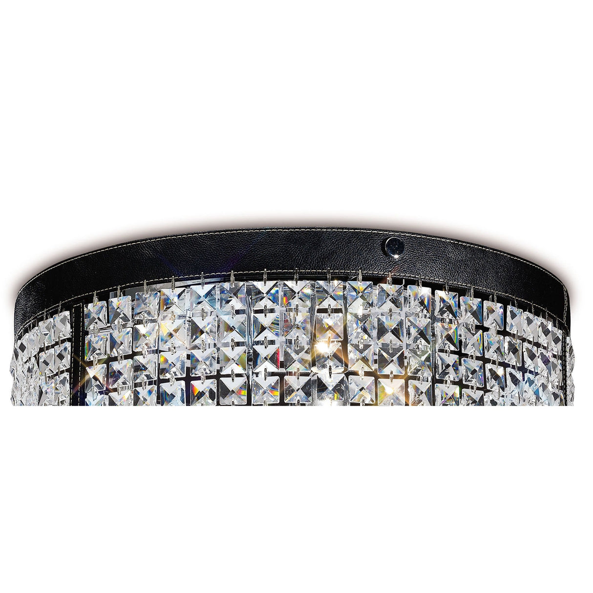 Celsa 4 Light Faux Leather Crystal Flush Ceiling Light - Black