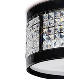 Celsa 4 Light Faux Leather Crystal Flush Ceiling Light - Black