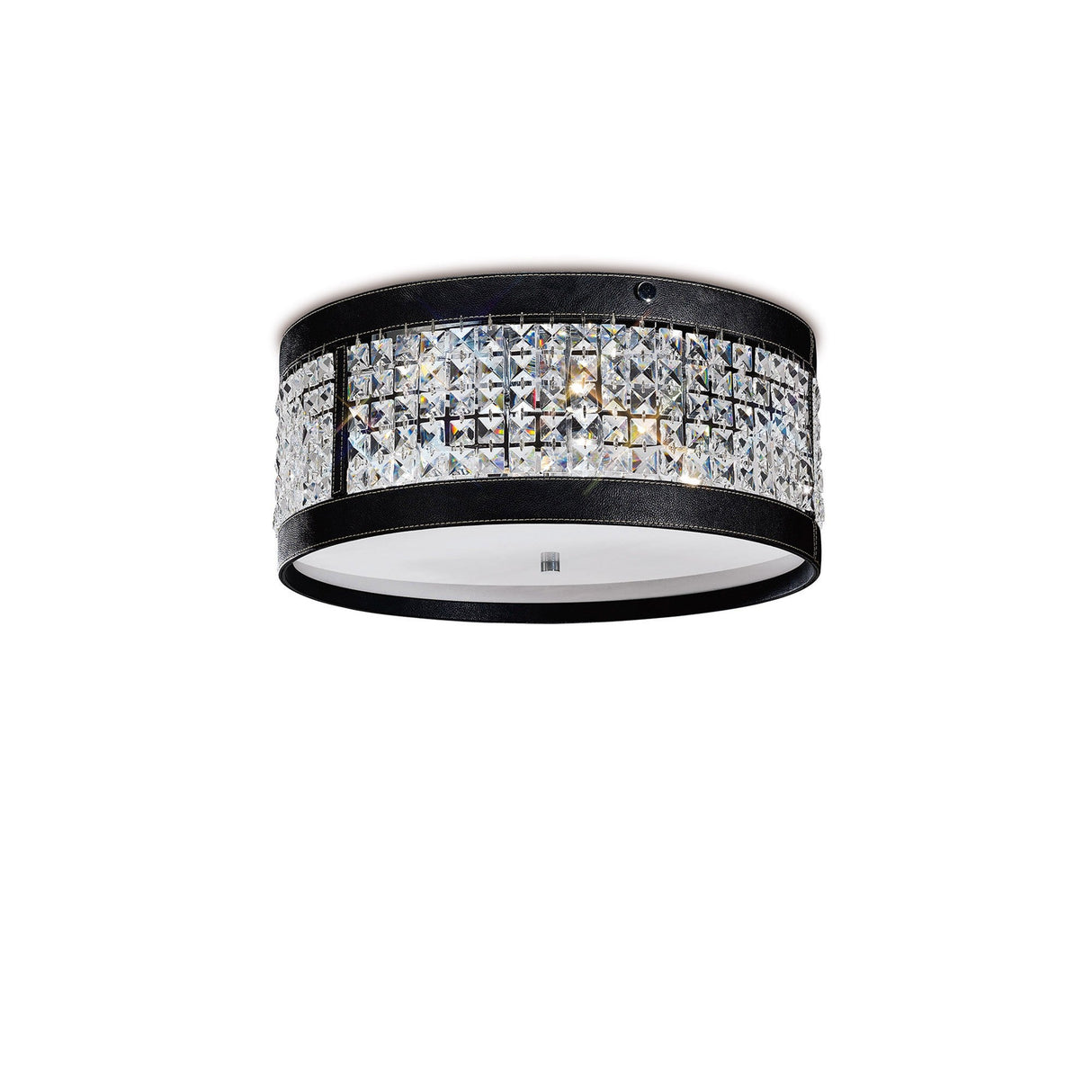 Celsa 4 Light Faux Leather Crystal Flush Ceiling Light - Black