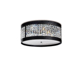 Celsa 4 Light Faux Leather Crystal Flush Ceiling Light - Black
