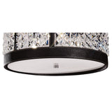 Celsa 3 Light Faux Leather Crystal Flush Ceiling Light - Dark Brown