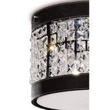 Celsa 3 Light Faux Leather Crystal Flush Ceiling Light - Dark Brown