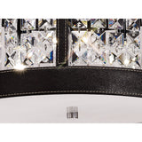 Celsa 3 Light Faux Leather Crystal Flush Ceiling Light - Dark Brown