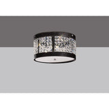 Celsa 3 Light Faux Leather Crystal Flush Ceiling Light - Dark Brown
