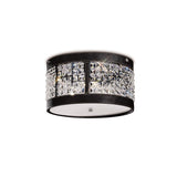 Celsa 3 Light Faux Leather Crystal Flush Ceiling Light - Dark Brown