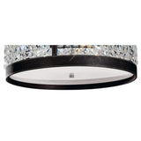 Celsa 4 Light Faux Leather Crystal Flush Ceiling Light - Dark Brown