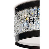 Celsa 4 Light Faux Leather Crystal Flush Ceiling Light - Dark Brown