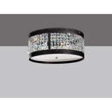 Celsa 4 Light Faux Leather Crystal Flush Ceiling Light - Dark Brown