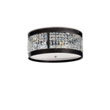 Celsa 4 Light Faux Leather Crystal Flush Ceiling Light - Dark Brown