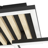 Cembrano LED Flush Ceiling Light 65.5cm - Black & Natural