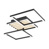 Cembrano LED Flush Ceiling Light 65.5cm - Black & Natural