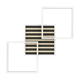 Cembrano LED Flush Ceiling Light 92.5cm in white, formed from three overlapping square frames with a central black and natural wood-slat panel, shown on a plain white background.