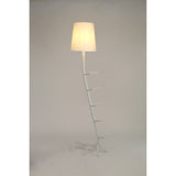 The Centipede 1 Light Floor Lamp features a white base with ladder-like rungs and a glowing white shade, bringing sculptural style and soft ambient lighting to any modern space.