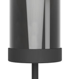 Close-up of the Cesarne Floor Lamp in black, showing the slim steel column and cylindrical smoked glass shade fading from clear to smoke, on a plain white background.