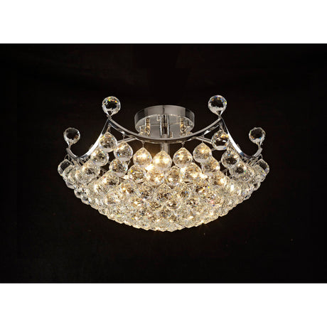 Cesto 6 Light Crystal Semi-Flush Ceiling Light - Polished Chrome