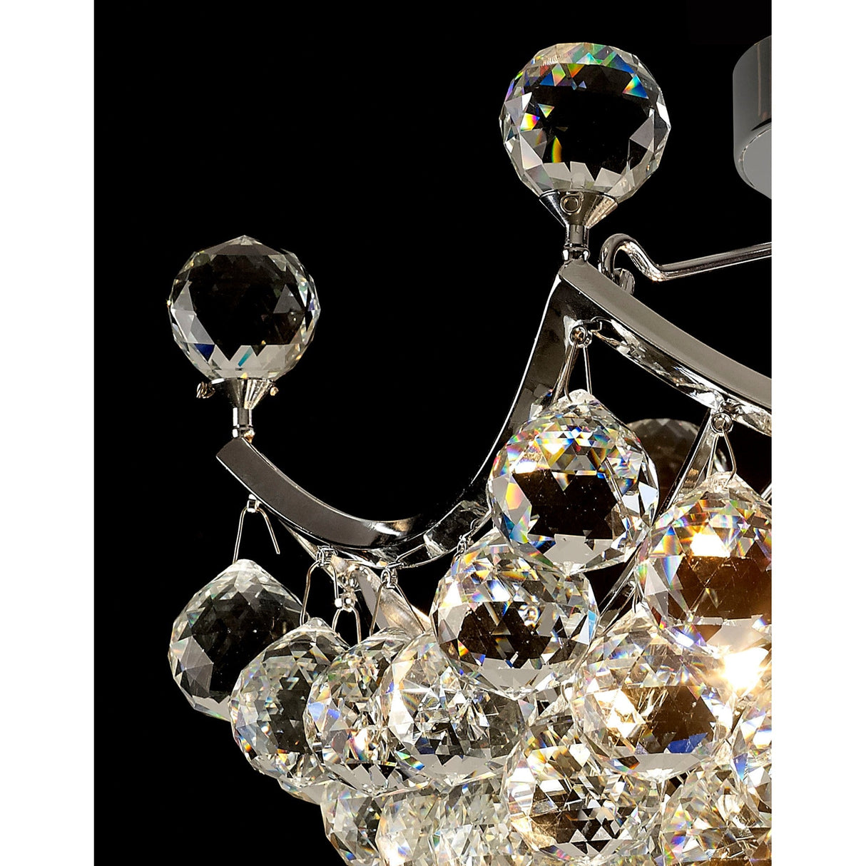 Cesto 4 Light Crystal Semi-Flush Ceiling Light - Polished Chrome