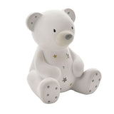 Sitting Teddy Bear Resin Money Box with Star Detail - White