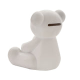Sitting Teddy Bear Resin Money Box with Star Detail - White