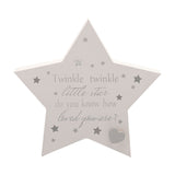Star MDF Mantel Plaque with Raised Silver Heart - White
