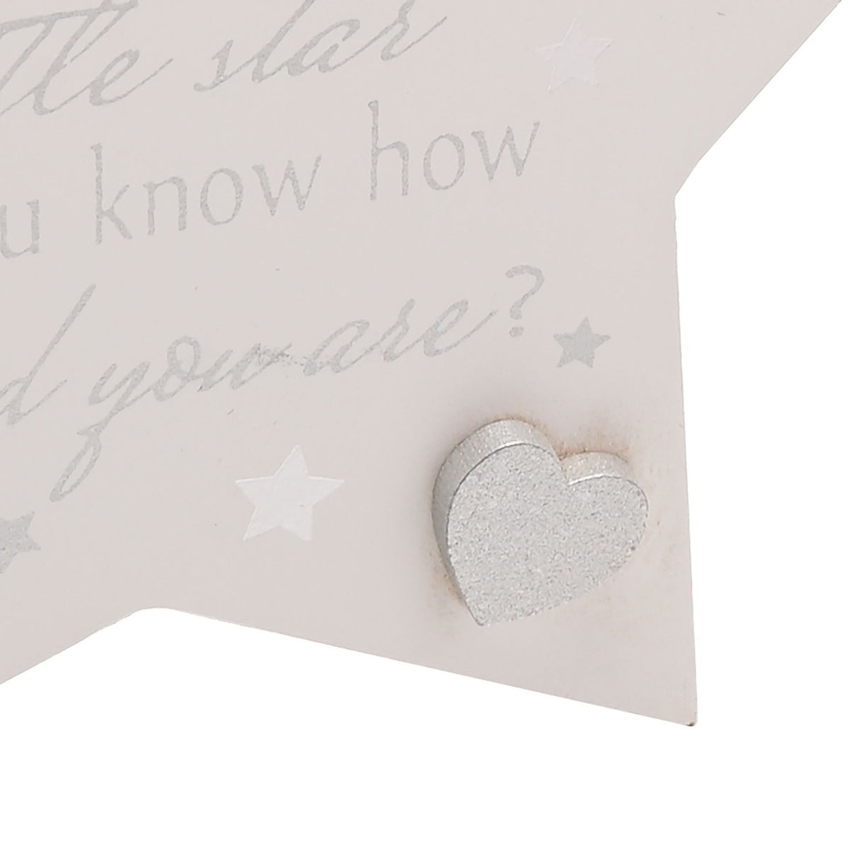 Star MDF Mantel Plaque with Raised Silver Heart - White