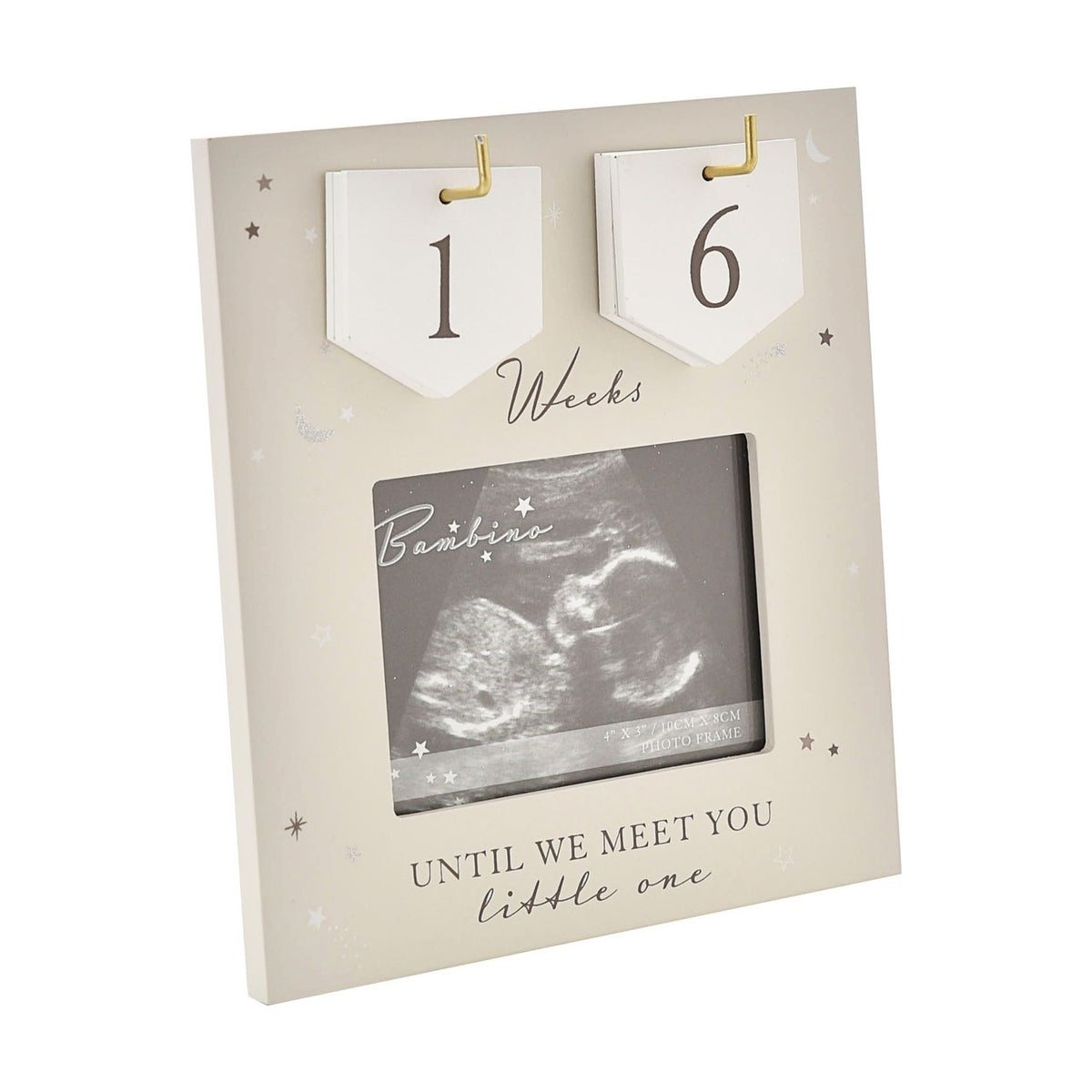 Baby Scan Arrival Countdown MDF Photo Frame 4 x 3in - Grey