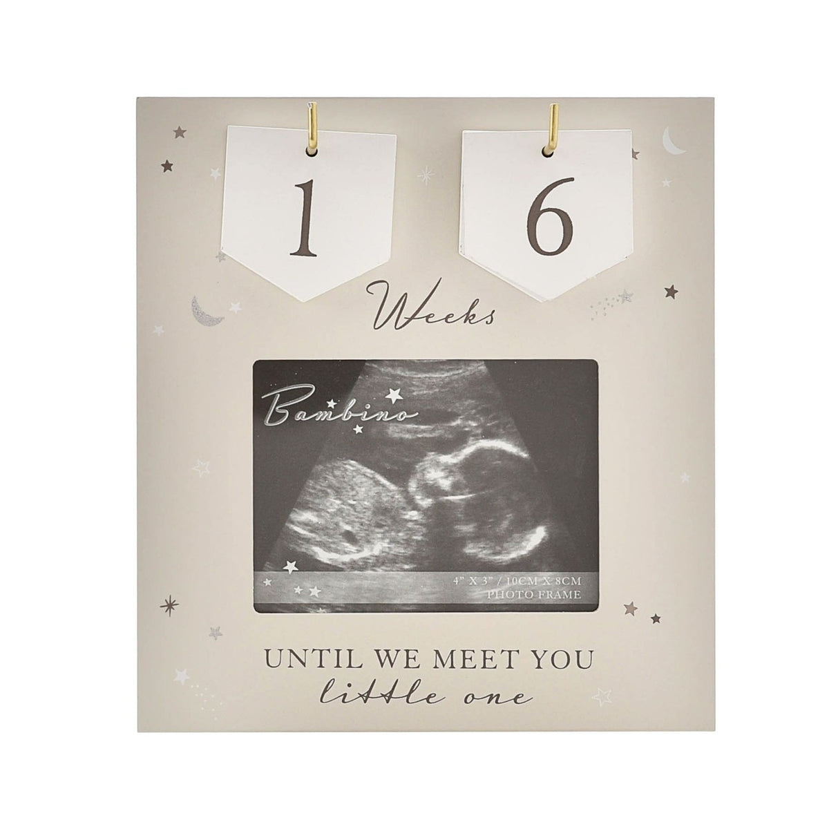 Baby Scan Arrival Countdown MDF Photo Frame 4 x 3in - Grey