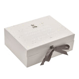 Starry Teddy Bear Baby Keepsake Box with Drawers - White