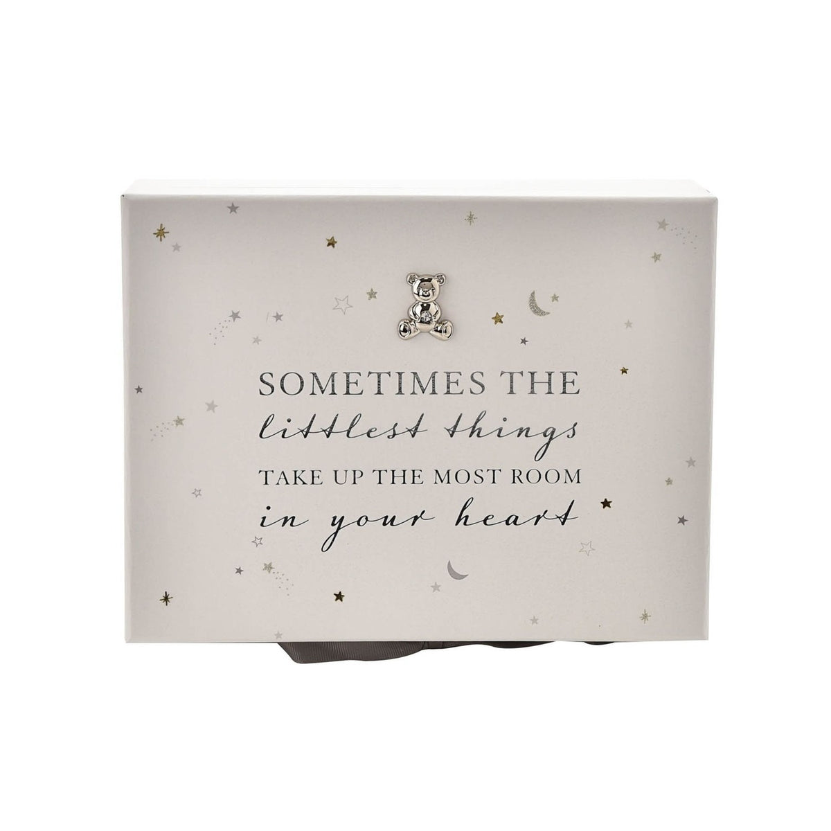 Starry Teddy Bear Baby Keepsake Box with Drawers - White