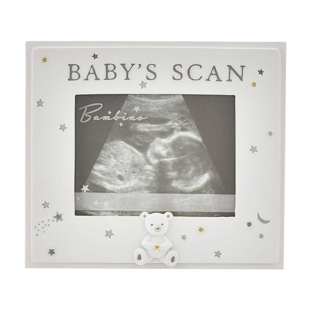 Baby's Scan Teddy Bear Resin Photo Frame 4 x 3in - White