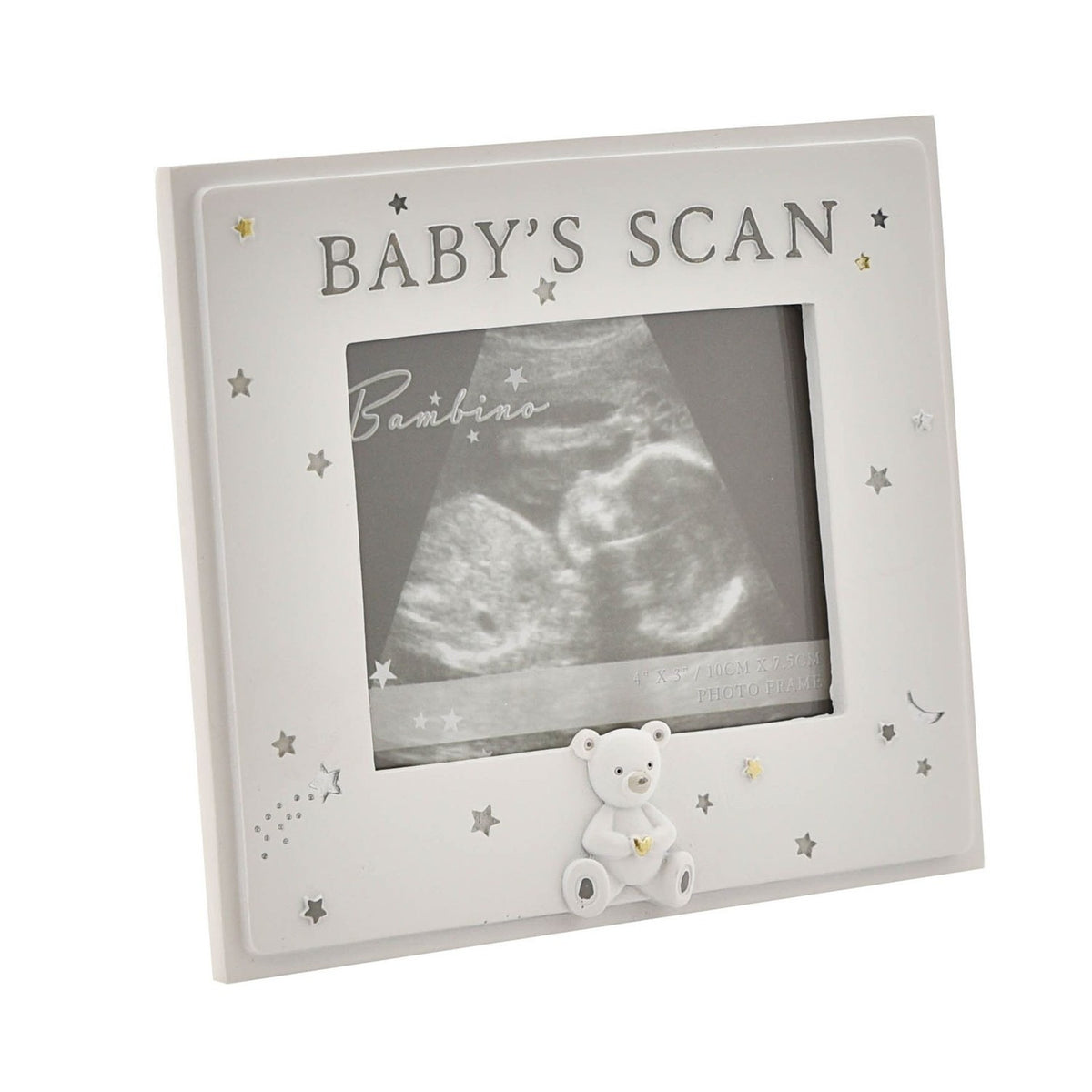 Baby's Scan Teddy Bear Resin Photo Frame 4 x 3in - White