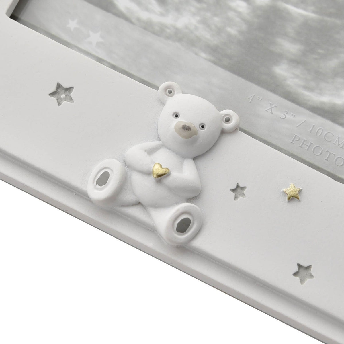 Baby's Scan Teddy Bear Resin Photo Frame 4 x 3in - White