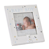 Baby Boy Teddy and Stars Resin Photo Frame 4 x 4in - Blue