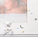 Baby Boy Teddy and Stars Resin Photo Frame 4 x 4in - Blue