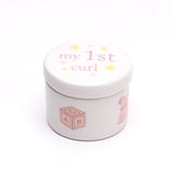 Baby Girl Piggy Ceramic Money Box with Tooth & Curl Set - White
