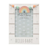 Hello Baby Rainbow and Bead MDF Photo Frame 6 x 4in - White