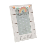 Hello Baby Rainbow and Bead MDF Photo Frame 6 x 4in - White