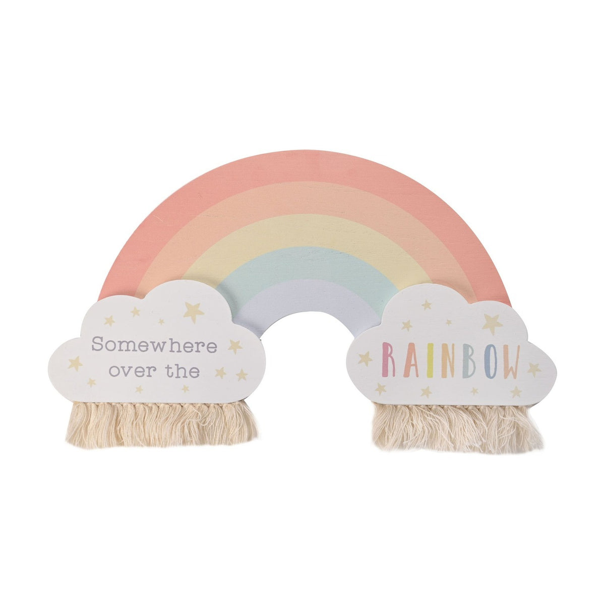 Somewhere Over the Rainbow Fringed MDF Wall Plaque 32.5cm