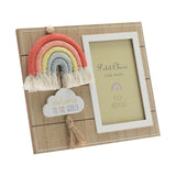 Macrame Rainbow and Cloud MDF Photo Frame 6 x 4in - Brown