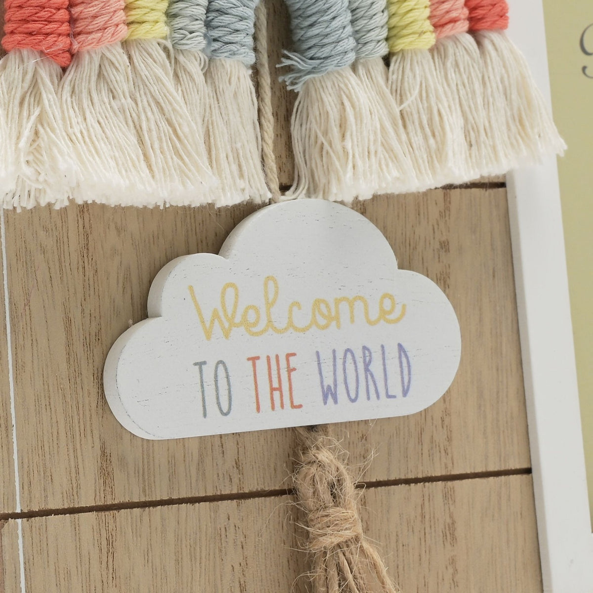 Macrame Rainbow and Cloud MDF Photo Frame 6 x 4in - Brown