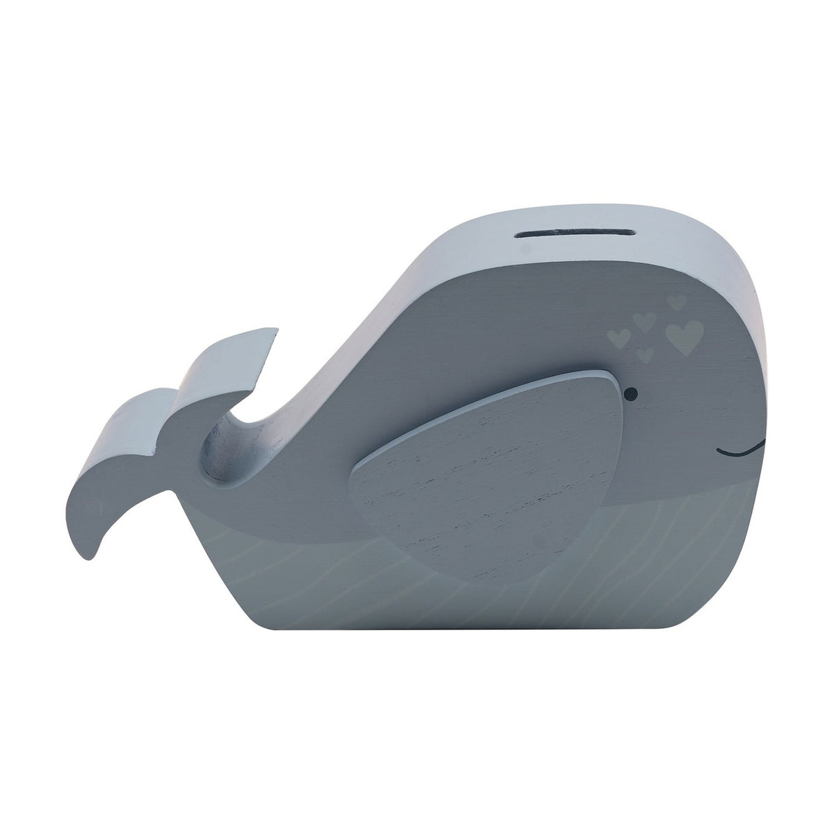 Whale MDF Money Box with Coin Slot and Stopper 19.8cm - Blue